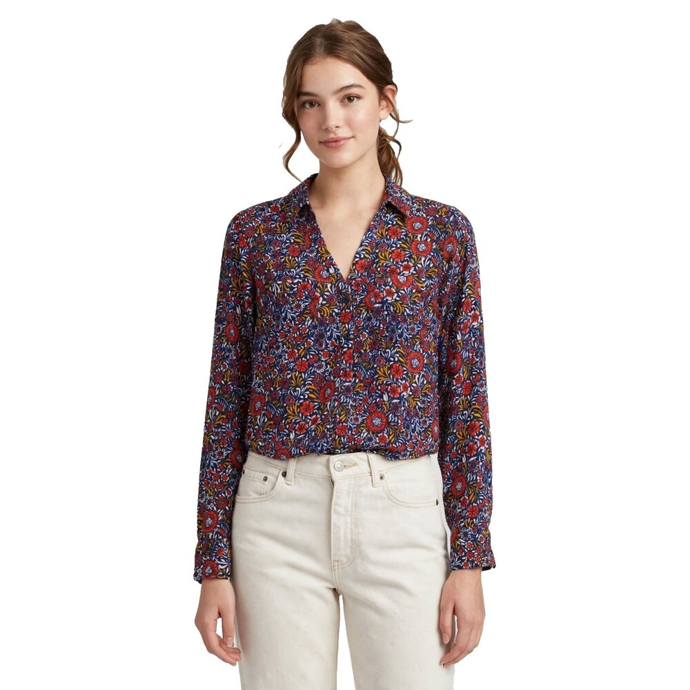 Express Portofino Small Slim Fit Floral Button Front Blouse Lightweight Preowned